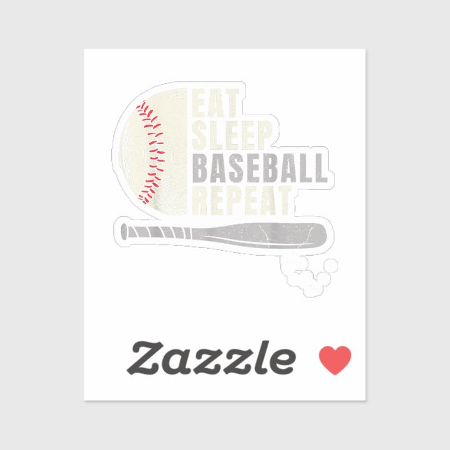 Eat Sleep Baseball Repeat Funny Baseball Player Sticker (Sheet)