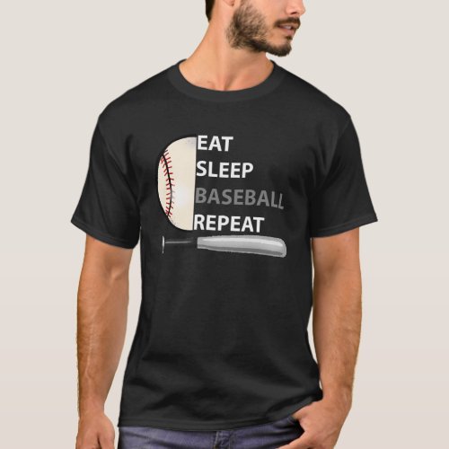 Eat Sleep Baseball Repeat Funny Baseball Player  T_Shirt