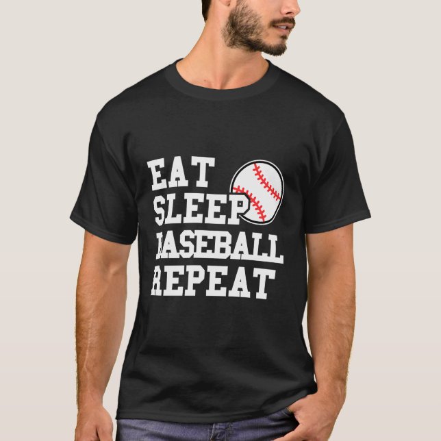 Eat Sleep Baseball Repeat Funny Baseball Player T-Shirt (Front)