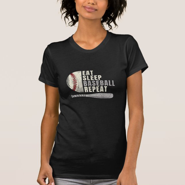 Eat Sleep Baseball Repeat Funny Baseball Player  T-Shirt (Front)