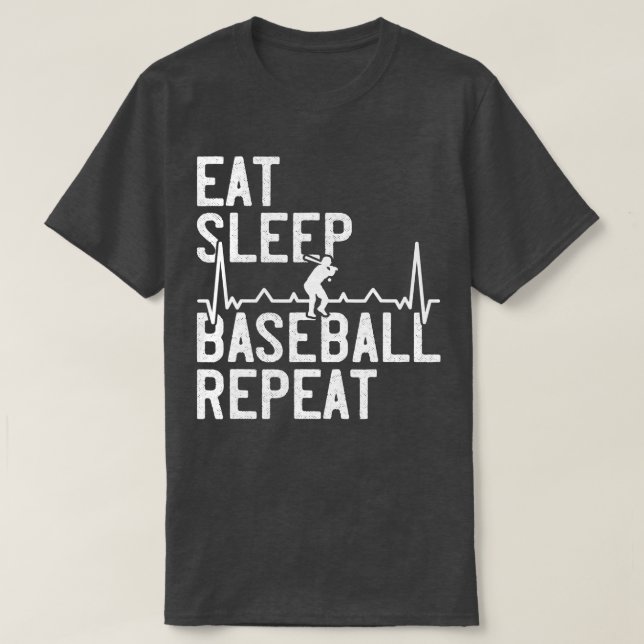 Eat Sleep Baseball Repeat Funny Baseball Player  T-Shirt (Design Front)