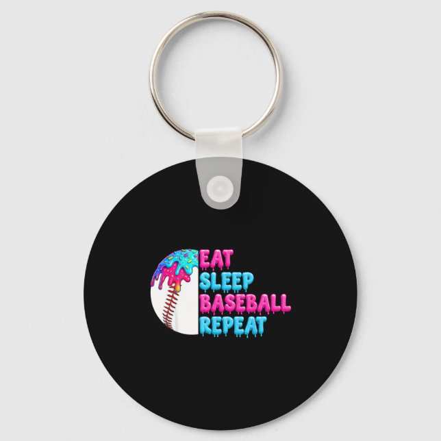 Eat sleep baseball repeat funny boys baseball drip keychain (Front)
