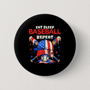 Eat Sleep Baseball Repeat Funny Ice Cream Drip Cro Button