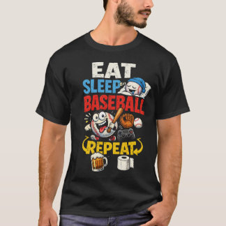 Eat Sleep Baseball Repeat Funny T-Shirt
