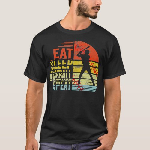 Eat Sleep Baseball Repeat Funny Vintage Baseball H T_Shirt