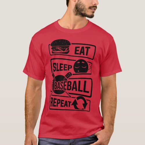 Eat Sleep Baseball Repeat Home Run Strike Batter 1 T_Shirt