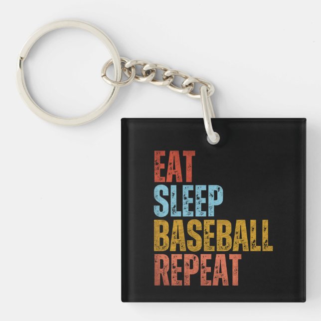 EAT SLEEP BASEBALL REPEAT KEYCHAIN (Front)