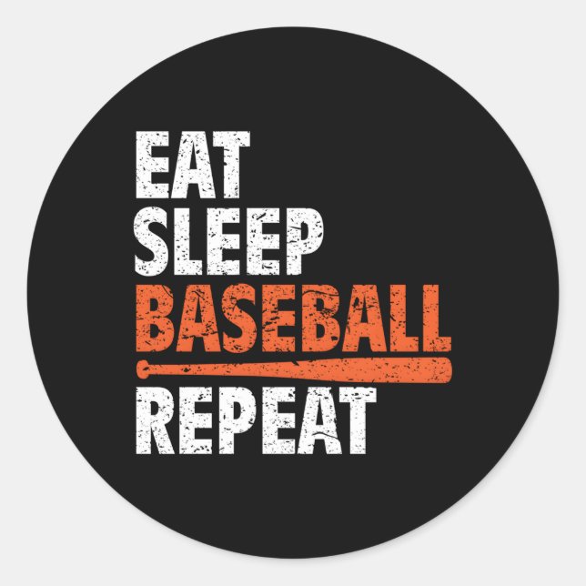 Eat Sleep Baseball Repeat Practice Classic Round Sticker (Front)