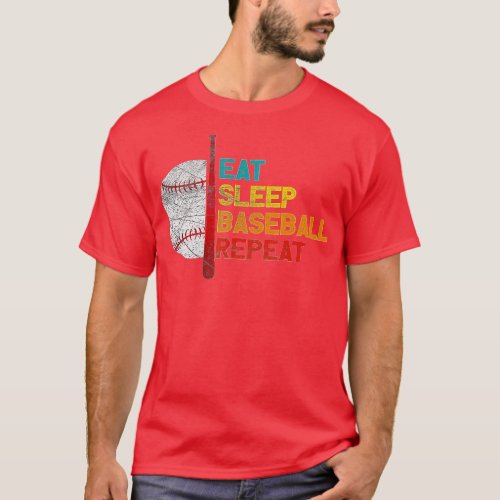 Eat Sleep Baseball Repeat retro vintage baseball p T_Shirt