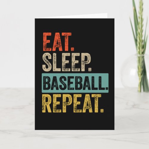 Eat sleep baseball repeat retro vintage card