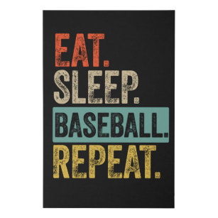Eat sleep baseball repeat retro vintage faux canvas print