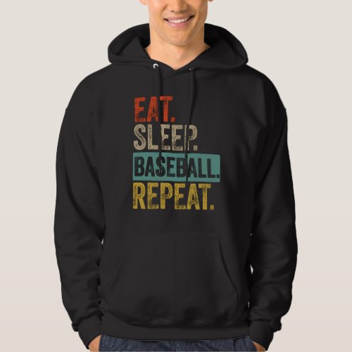 Eat sleep baseball repeat retro vintage hoodie