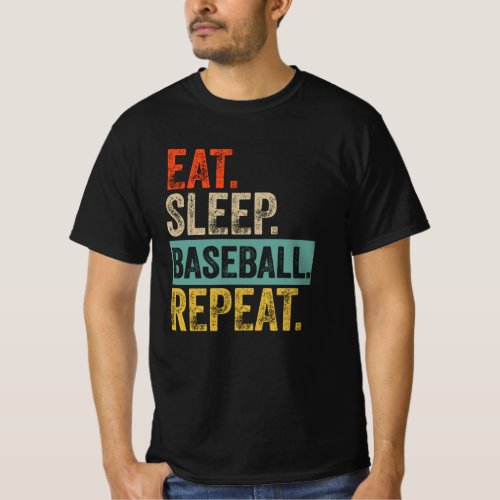 Eat sleep baseball repeat retro vintage T_Shirt