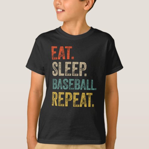 Eat sleep baseball repeat retro vintage T_Shirt