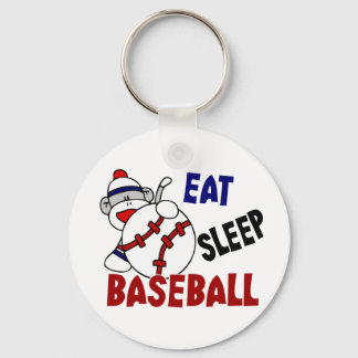 Eat Sleep Baseball Sock Monkey Keychain