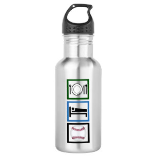 Eat Sleep Baseball Stainless Steel Water Bottle
