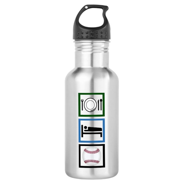 Eat Sleep Baseball Stainless Steel Water Bottle (Front)