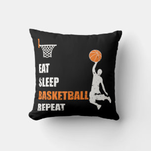 Eat Sleep Basketball Repeat  Basketball Boys and G Throw Pillow