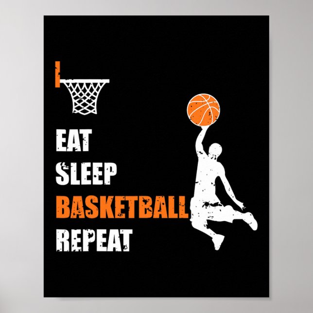 Eat Sleep Basketball Repeat Basketball Boys and Gi Poster (Front)