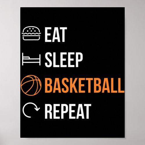 Eat Sleep Basketball Repeat  Basketball  Poster