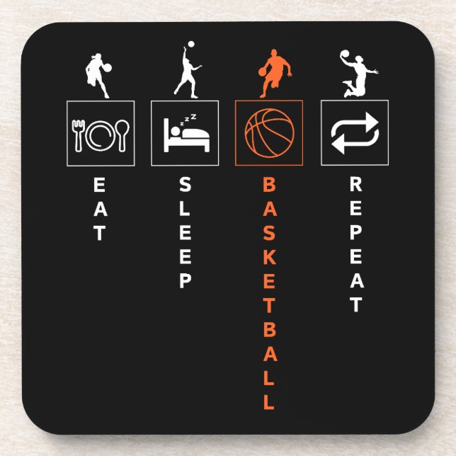 Eat Sleep Basketball Repeat Beverage Coaster (Front)
