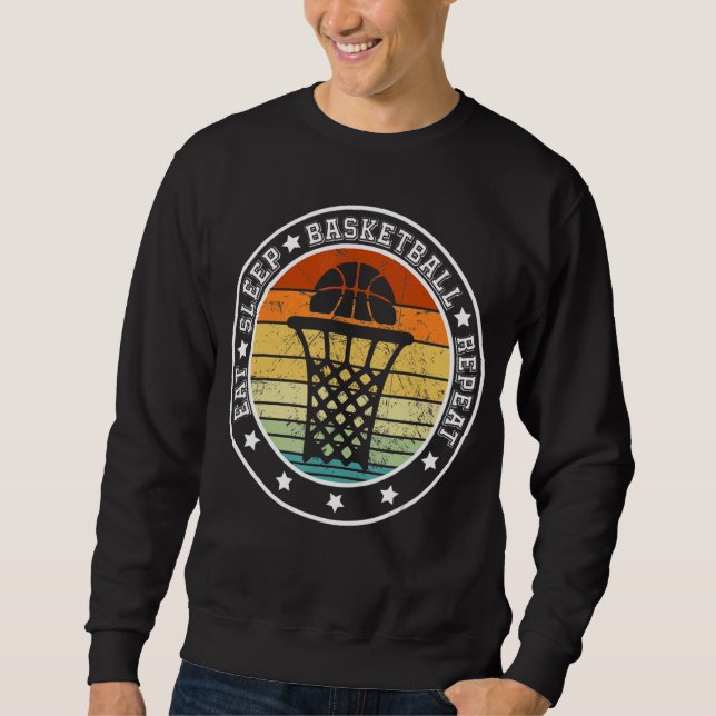 Eat Sleep Basketball Repeat Boy Youth Kid Basketba Sweatshirt (Front)