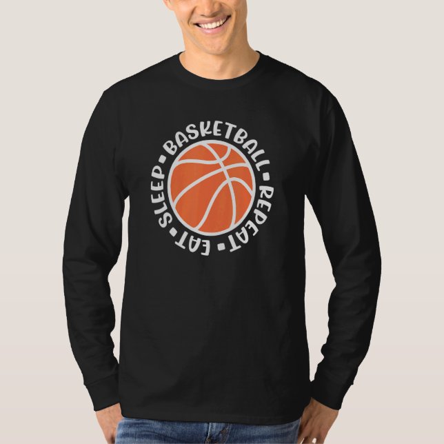 Eat Sleep Basketball Repeat Boys Girls Basketball T-Shirt (Front)