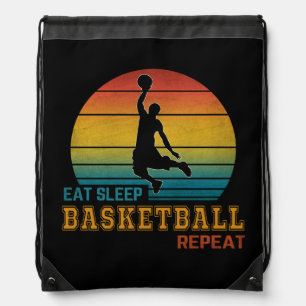 Eat Sleep Basketball Repeat Drawstring Bag