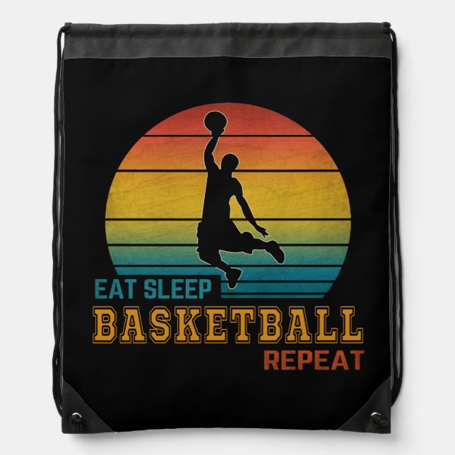 Eat Sleep Basketball Repeat  Drawstring Bag (Front)