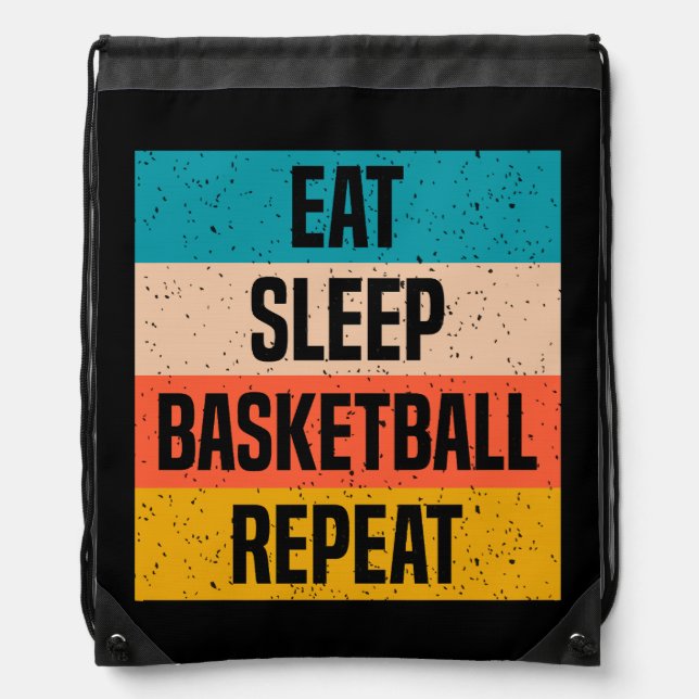 Eat Sleep Basketball Repeat Drawstring Bag (Front)