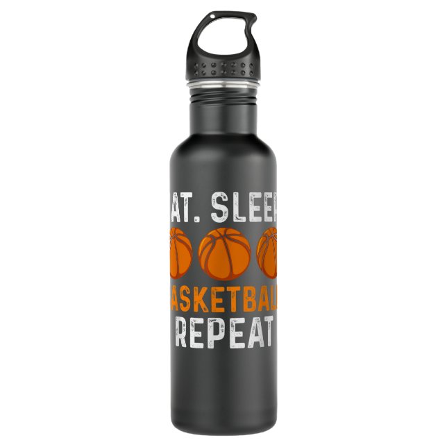 Eat Sleep Basketball Repeat Eat Sleep Basketball P Stainless Steel Water Bottle (Front)