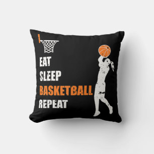 Eat Sleep Basketball Repeat Girls Basketball Play Throw Pillow
