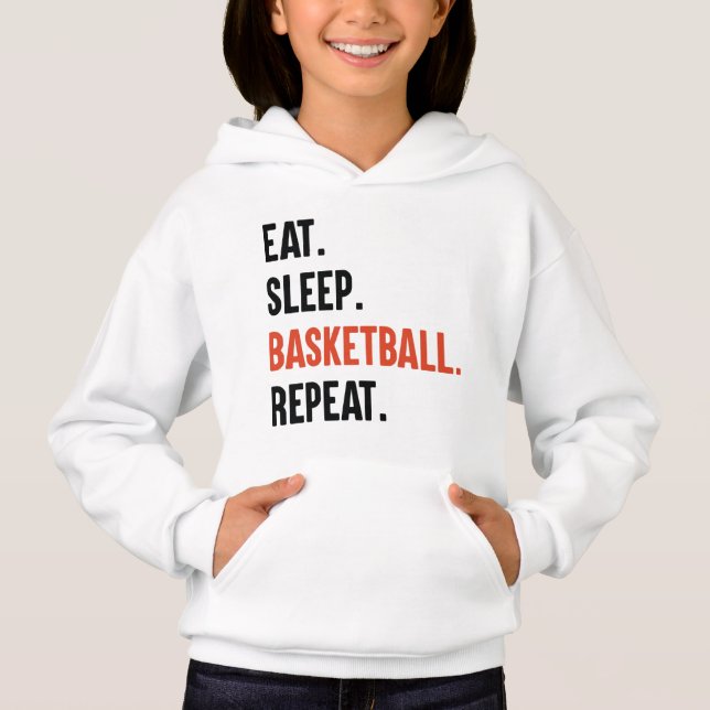Eat Sleep Basketball Repeat Kids Hoodies (Front)