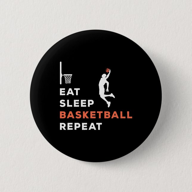 Eat Sleep Basketball Repeat Player Coach Hooper  Button (Front)
