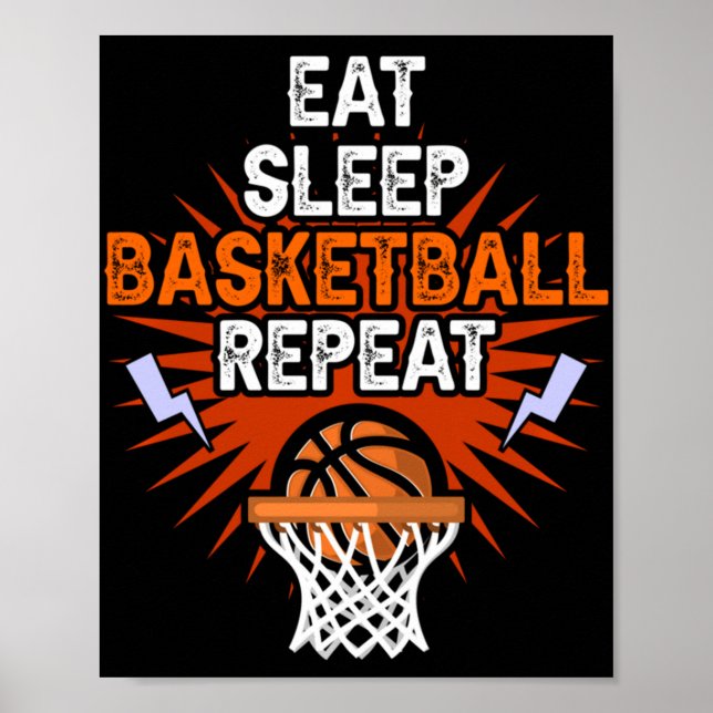 Eat Sleep Basketball Repeat Player Gift Fun Basket Poster (Front)