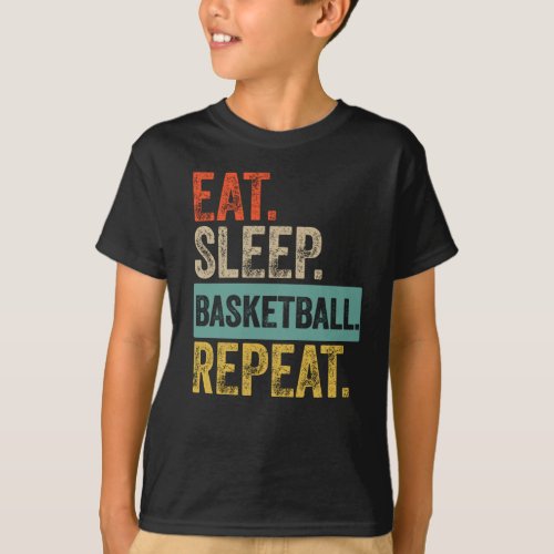 Eat sleep basketball repeat retro vintage T_Shirt