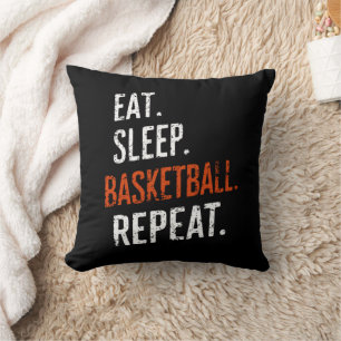 Eat Sleep Basketball Repeat Retro Vintage Throw Pillow