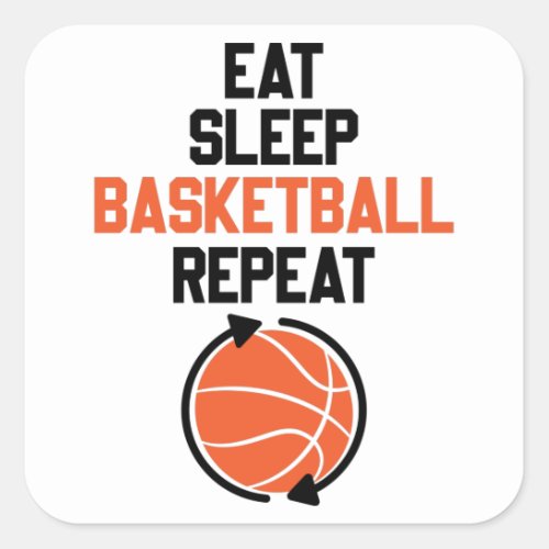 Eat Sleep Basketball Repeat Square Sticker