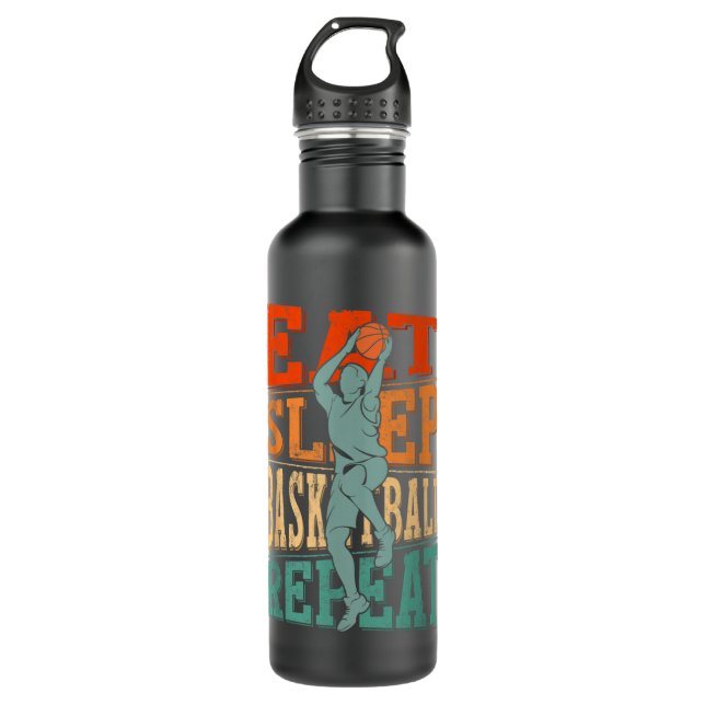 Eat Sleep Basketball Repeat  Stainless Steel Water Bottle (Front)