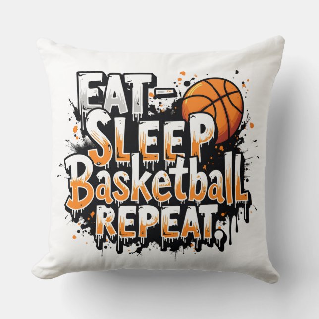Eat sleep basketball repeat throw pillow (Front)