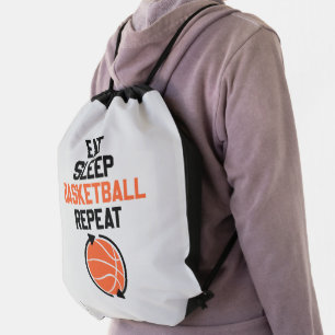 Eat sleep basketball sports repeat drawstring bag