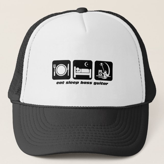 eat sleep bass guitar trucker hat (Front)