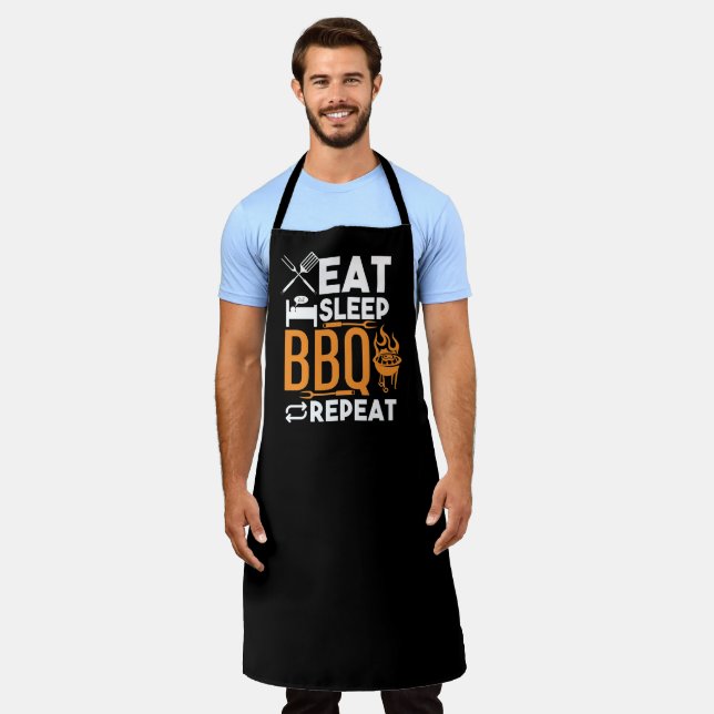 Eat Sleep BBQ Large Black Apron (Worn)