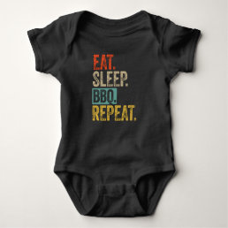 Eat sleep bbq repeat retro vintage baby bodysuit