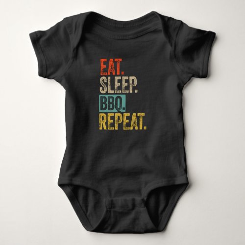Eat sleep bbq repeat retro vintage baby bodysuit