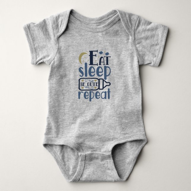 Eat Sleep Be Cute Repeat Baby Bottle Baby Bodysuit (Front)
