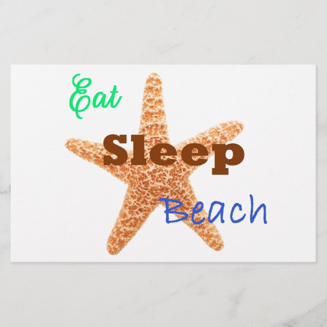 Eat Sleep Beach - 8.5x5.5 Poster Stationery (Front)