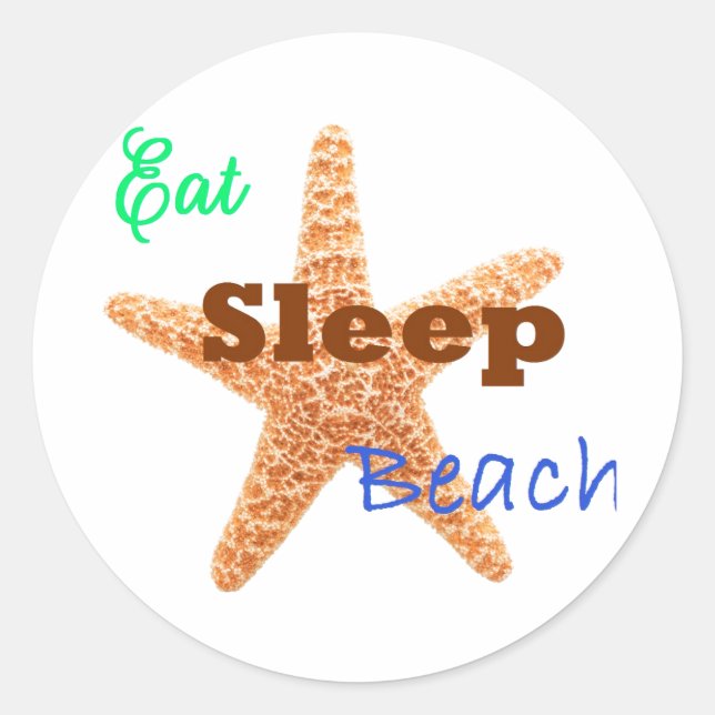 Eat Sleep Beach - Circle Sticker (Front)