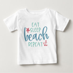 Eat Sleep Beach Repeat Anchor Star Fish Baby T-Shirt
