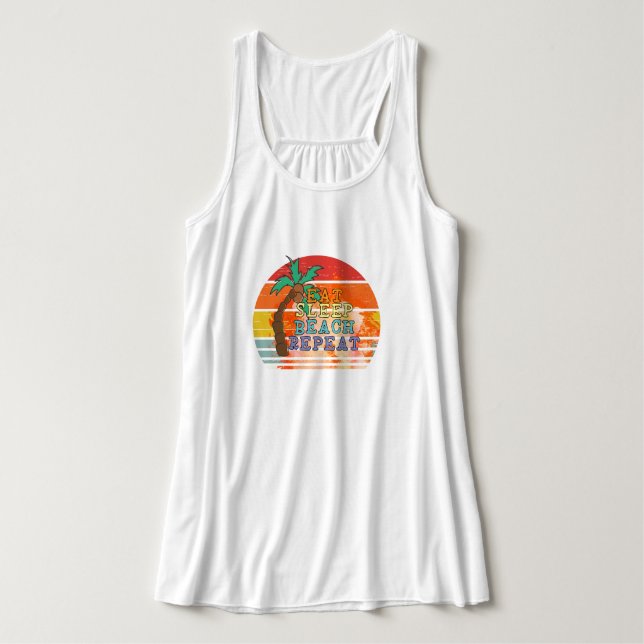 Eat Sleep Beach Tank - Custom Summer Vibe Top (Design Front)